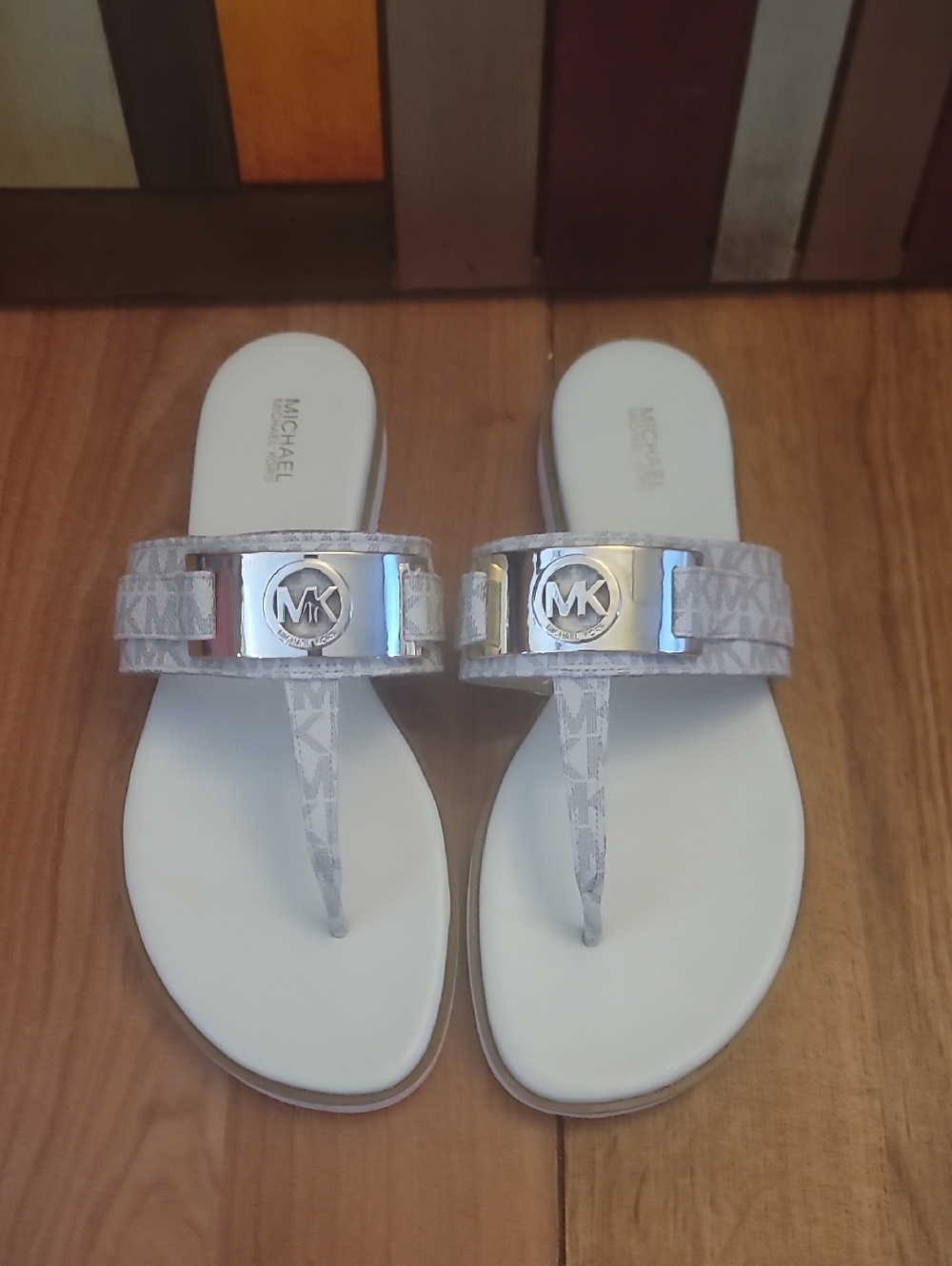 Michael Kors Monogrammed MK  Logo thong Flat Sandals